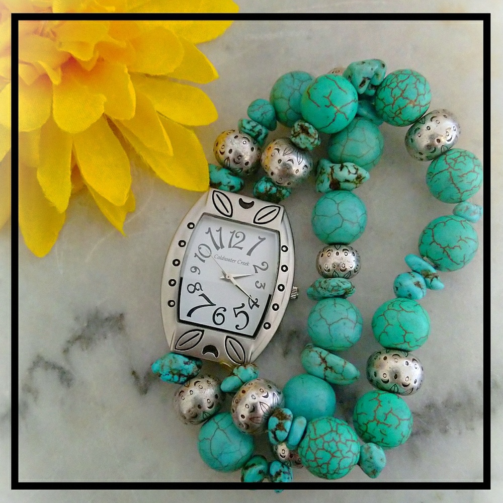 Coldwater Creek Turquoise & Dyed Stone Watch